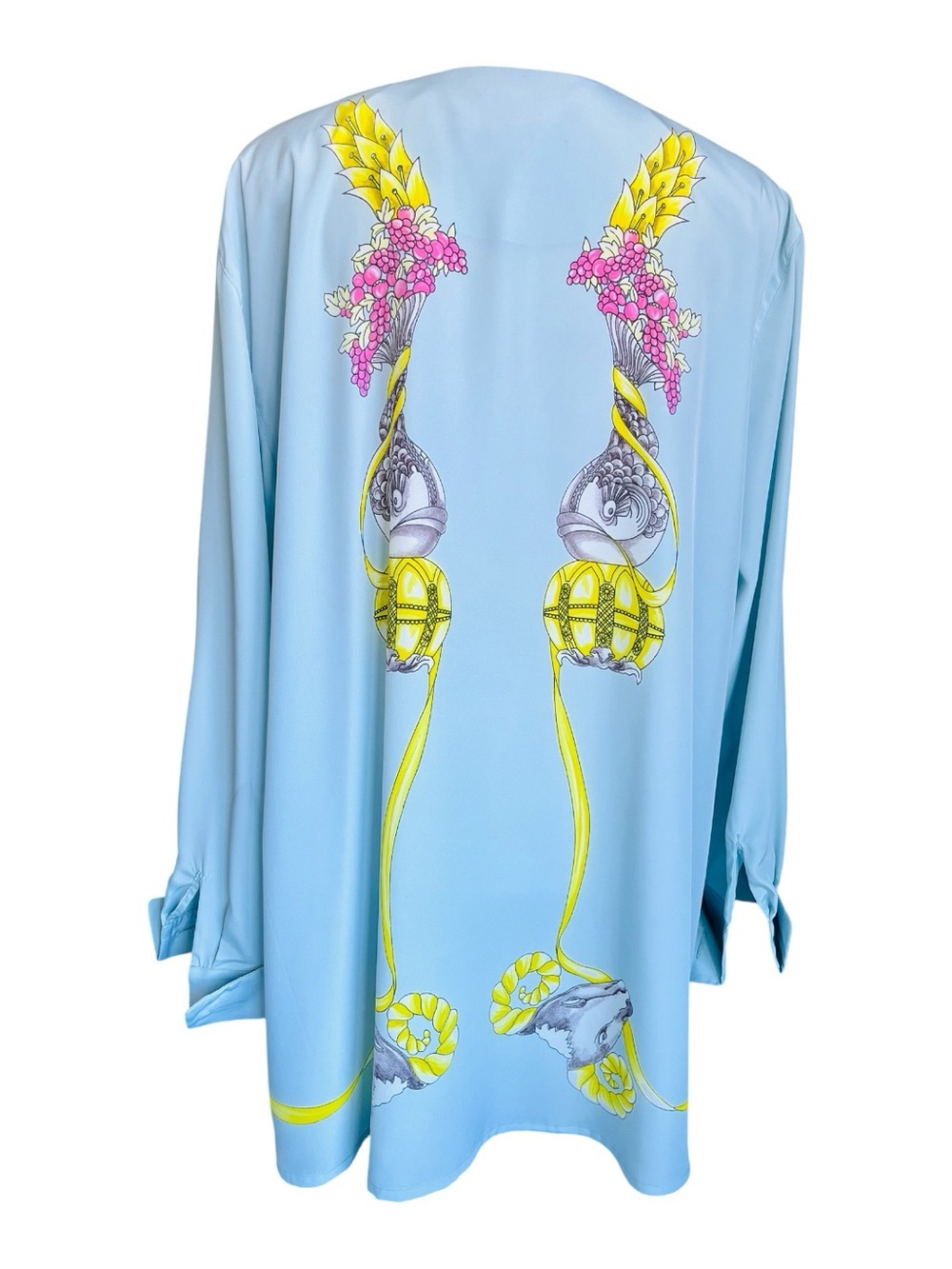 Laurel Silky Sky Blue Oversized Tunic Blouse XL 1X Portugal Designer Top Luxury